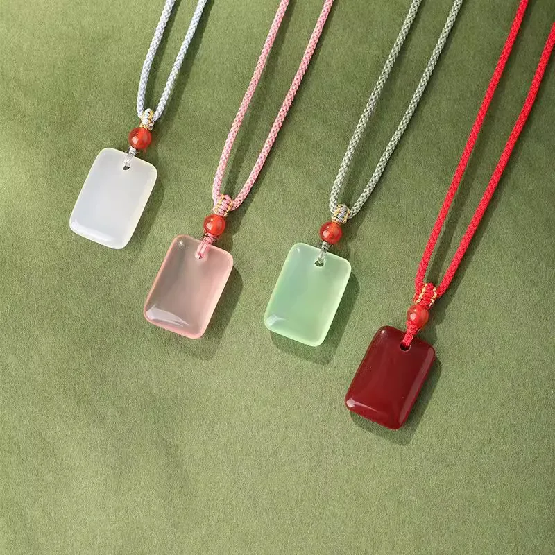 

Natural Ice Type Chalcedony Wushai Pendant Peace Pendant Multi Color Jade Necklace for Girlfriends and Couples Gifts
