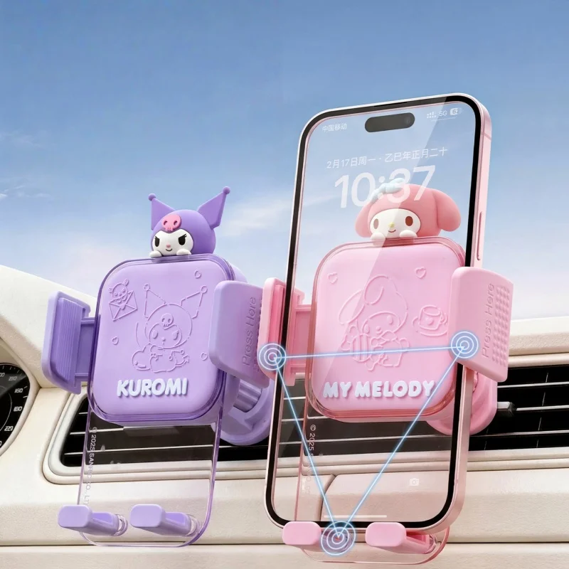 

Новый Оригинальный Автомобильный Держатель для Телефона Sanrio My Melody Kuromi 2026: Новая Мультяшная Навигационная Специальная Стабильная Подставка-Декор