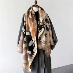 Women Winter Cashmere Scarf 2024 Cat Pashmina Luxury Brand Shawls and Wraps Bufanda Hijab Travel Stoles Echarpe Warm Blanket