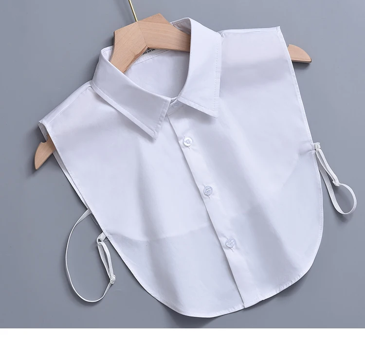 Ladies Women Cotton Detachable Lapel Shirt Fake Collar Fashion Solid Color False Blouse Neckwear Sweater Apparel Accessories