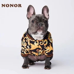 NONOR Gold Embroidery Dog Jacket Coat Warm Dog Clothes for French Bulldog Puppy Outfit Cotton Dogs Jacket Ropa Para Perro