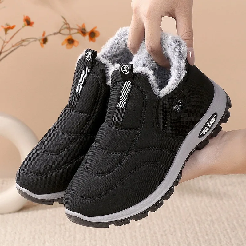 Women's Fleece Lined Snow Boots, Winter Warm Waterproof Slip on Ankle Boots, Thermal Outdoor Short Boots