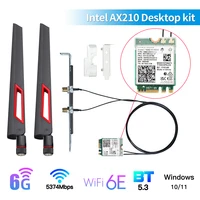 Tarjeta WiFi Inalámbrica Tri Banda WI-FI 6E Intel AX210 Bluetooth 5.3 5374Mbps M.2 AX210NGW 2.4Ghz/5G/6G 802.11ax con Kit de Antena para Win11