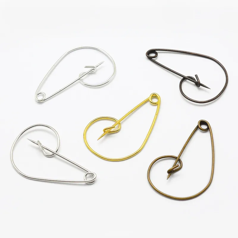 100pcs Iron Brooch Findings Brooch Kilt Pins for DIY Garment Wedding Brooch Quilting Blankets Skirts  Making 24x37.5x4.5mm