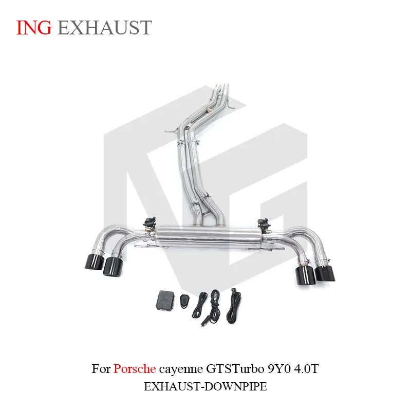 

For Porsche cayenne GTSTurbo 9Y0 4.0T ING Exhaust System Stainless Steel Material High Flow catback with Valve Muffler tips