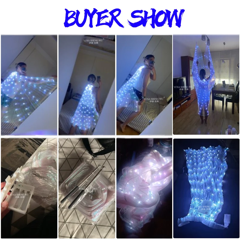 LED Fairy Wings Cloak Adult Dancers Luminous Butterfly Wings Carnival Belly Dancing Performance Stage Party Props LED Isis Wings