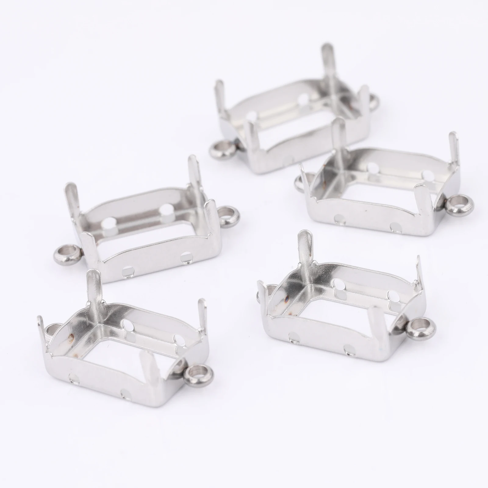 20pcs Stainless Steel Claw Bezel Setting For 10x14mm Crystal Rhinestones Diy Earrings Bracelets Connector Base Blanks image 3