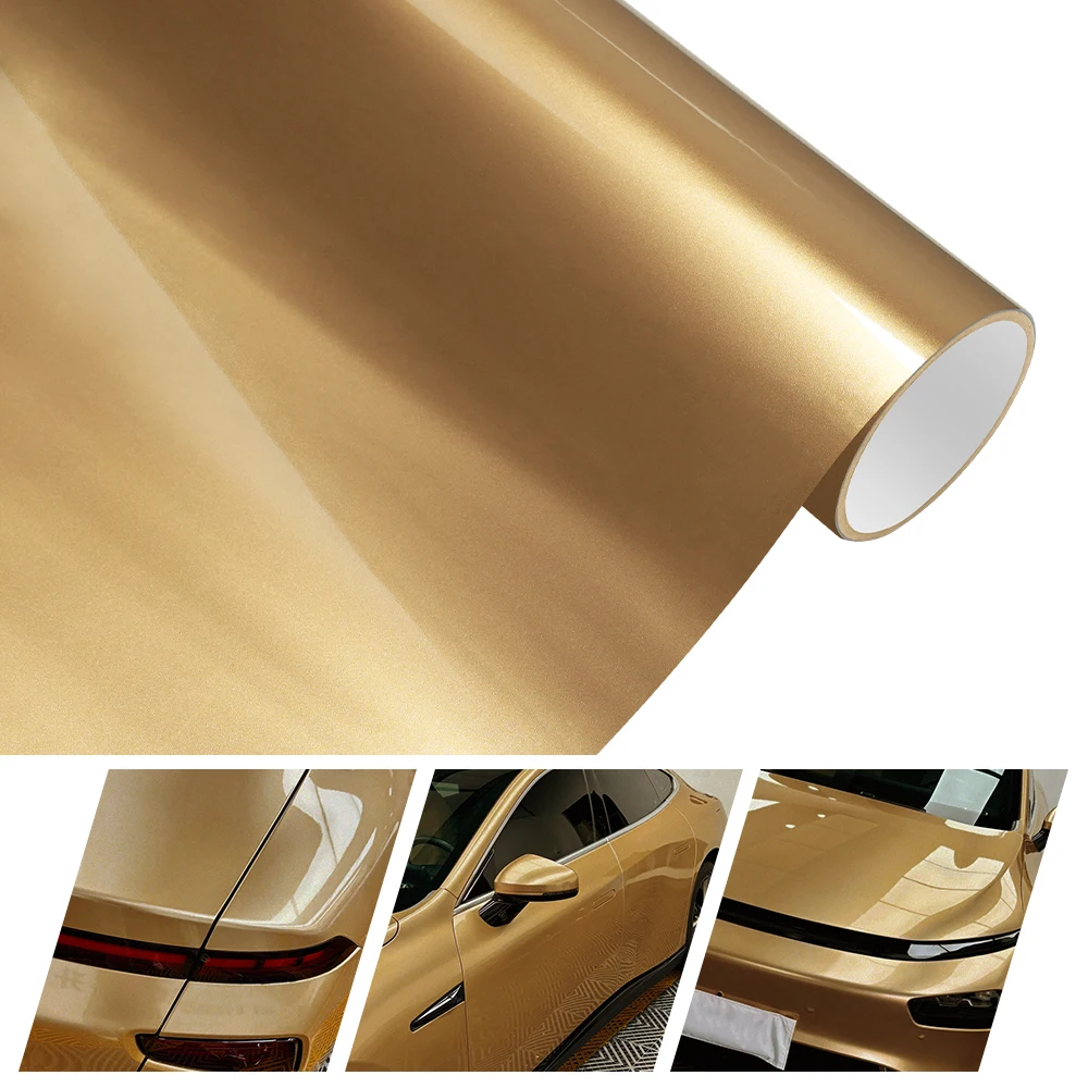 

Car Stickers Metal Paint Deep Champagne Vinyl Wrap Car Color Change Film Waterproof & Anti-scratch Air Release Auto Accessories