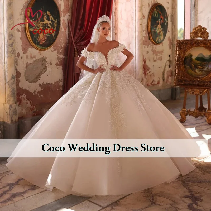 

Великолепное бальное платье по индивидуальному заказу, королевские свадебные платья, милое свадебное платье с открытыми плечами, Vestido De Novia, свадебное платье с вышивкой