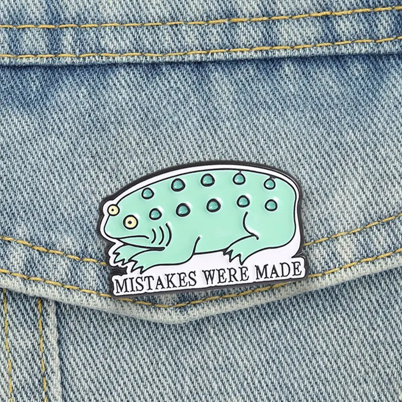 Mistakes Were Mad Enamel Pins Mint Green Frog Toad Brooches Lapel Badge Self Deprecating Jewelry Accessory Gifts For Friends