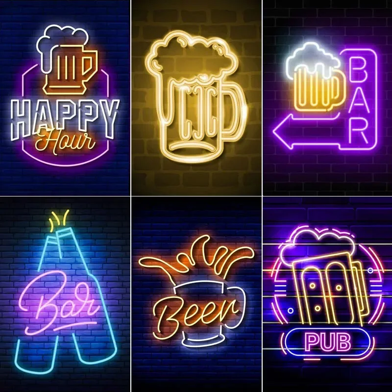 1Pc Neon Light Qingdao Beer Bar Sign Poster Vintage Metal Sign Cinema Art Decoration Painting Club Game Hall Aluminum