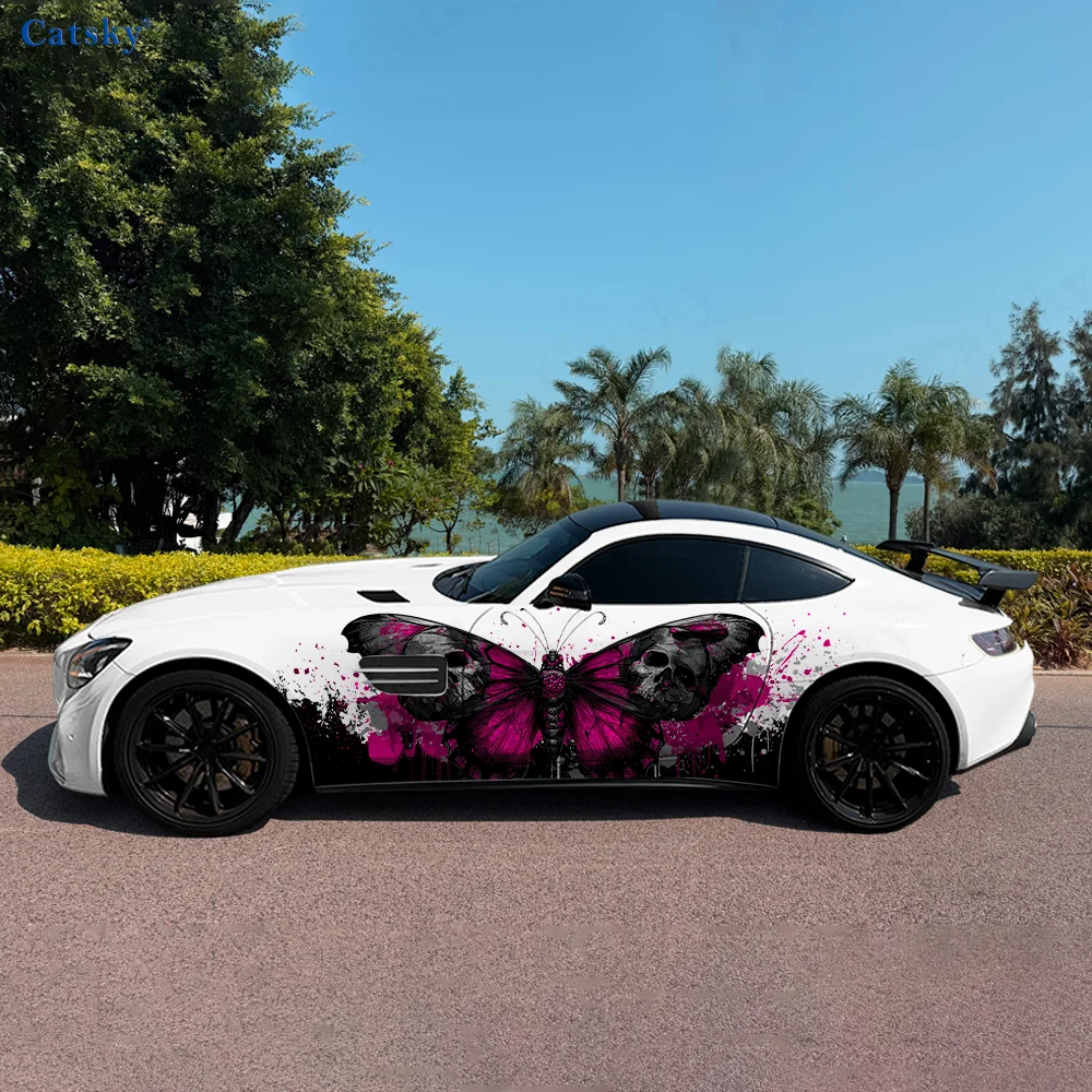 

Butterfly Wing Skull Car Vinyl Wraps Decal Self-adhesive PVC Sticker Suitable for Trucks SUV Decoration Auto Accessories Gift