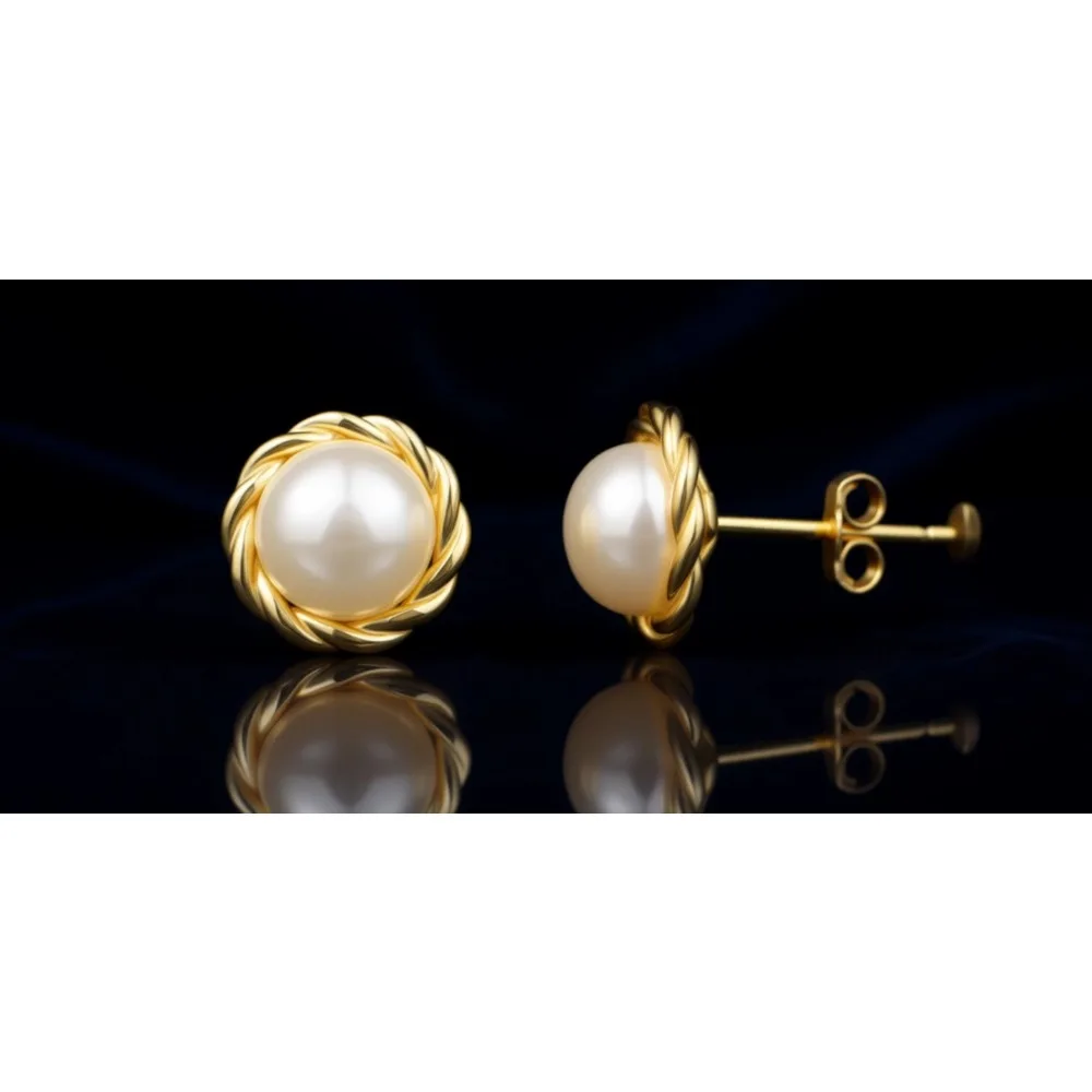 

Маленькие блестящие серьги-пусеты с пресноводным жемчугом, позолоченные 18-каратным золотом, из стерлингового серебра