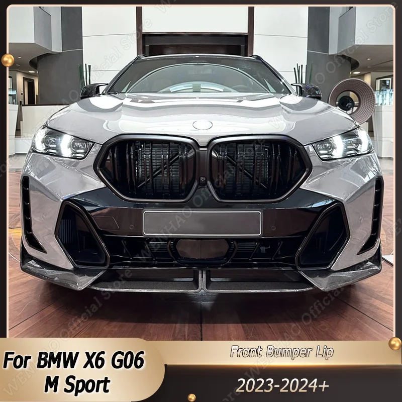 

For BMW X6 G06 M Sport 2023-2024+ LCI Car Front Bumper Lip Splitter Plate Cover Trim Spoiler Diffuser Deflector Body Kit Canard