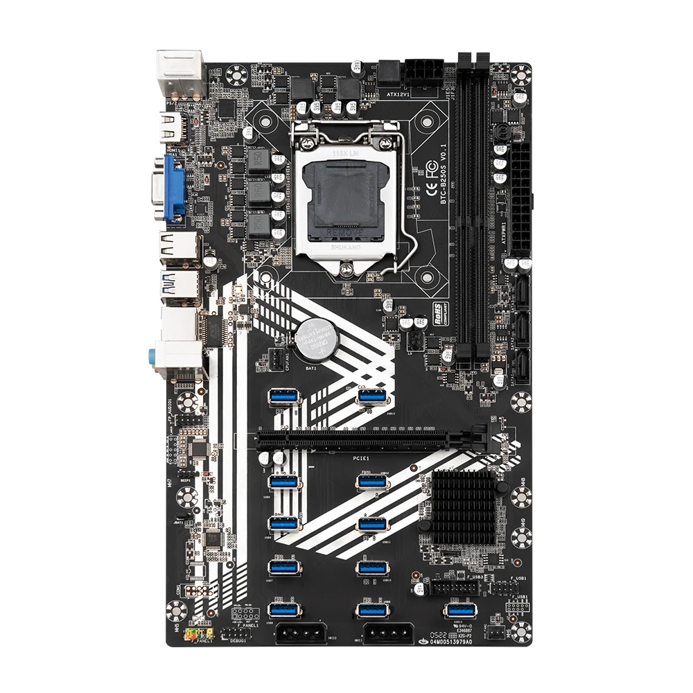 B250 Motherboard LGA 1151 BTC Minrmer Motherboard Kit With Celeron G3900 CPU And DDR4 2*4GB=8GB PC RAM Set 12*PCIE X16 SATA3.0