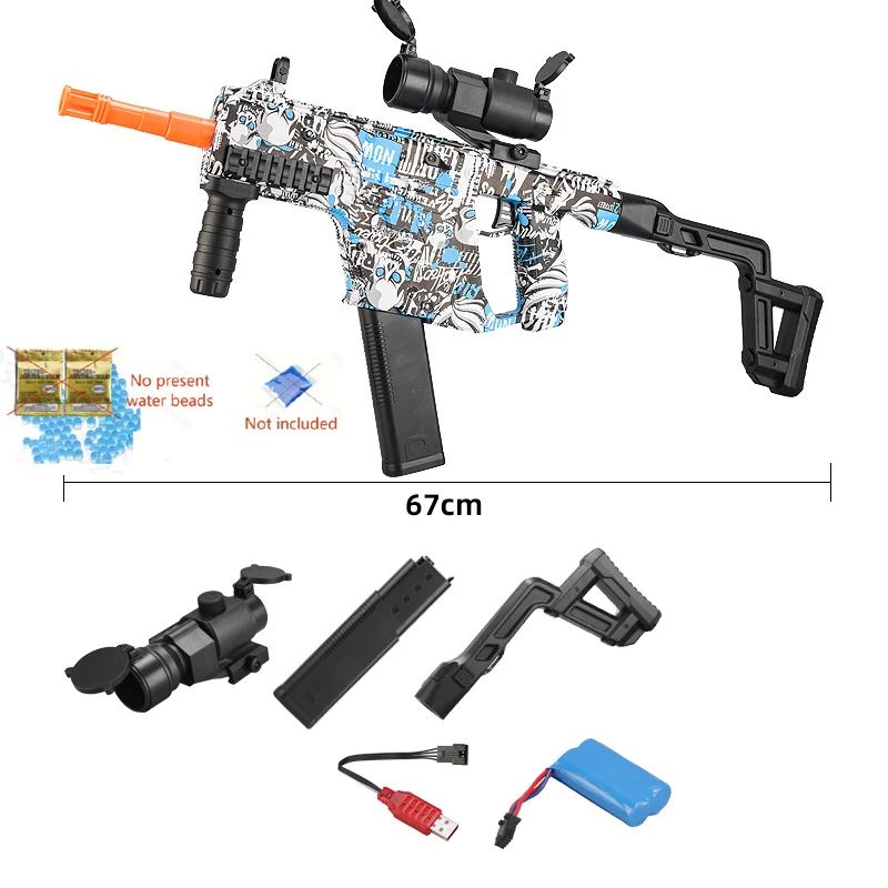 Nowy Krótki Miecz Zabawka Pistolet Elektryczny Wystrzeliwujący Mocny Pas Zasilający 7.4V Możliwość Wysyłania Żelowych Granatów 7-8mm Prezent Urodzinowy dla Chłopca