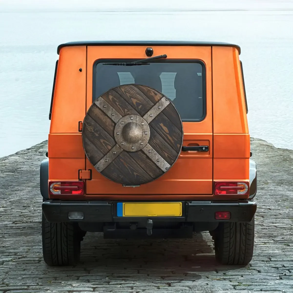 خمر جولة فايكنغ درع غطاء الإطار الاحتياطي ل جيب باجيرو SUV RV سيارة عجلة حماة اكسسوارات 14 "15" 16 "17" بوصة