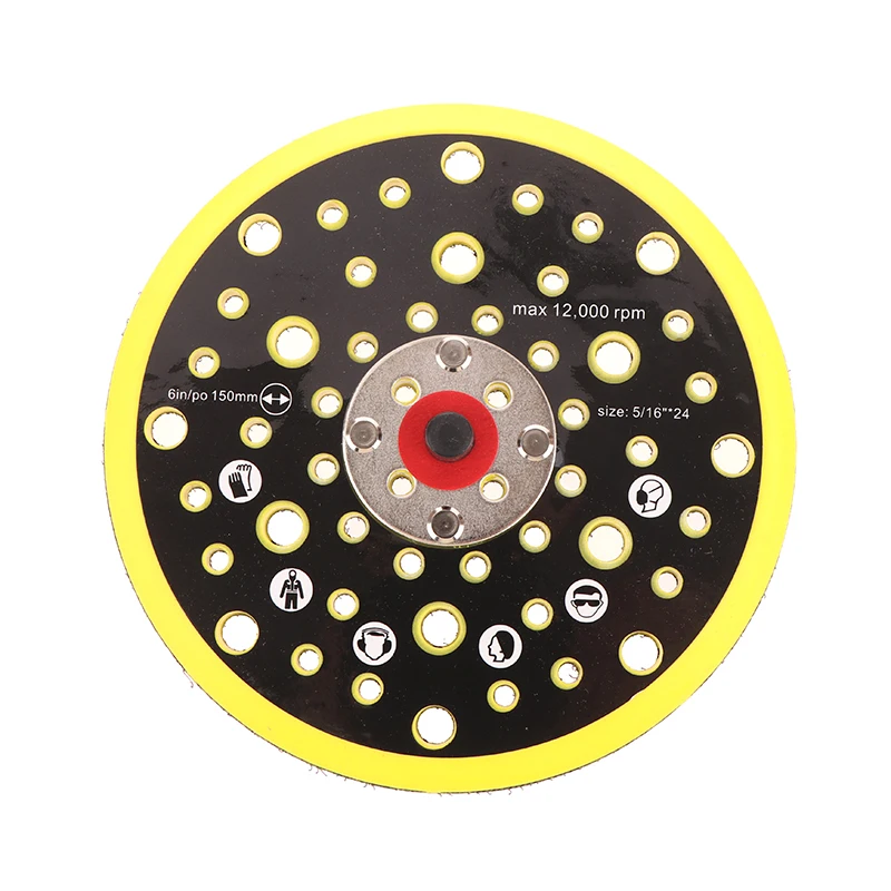 6 In Sander Backing Pad 150mm 52 Holes Hook&Loop Dust Free Sanding Disc 5/16