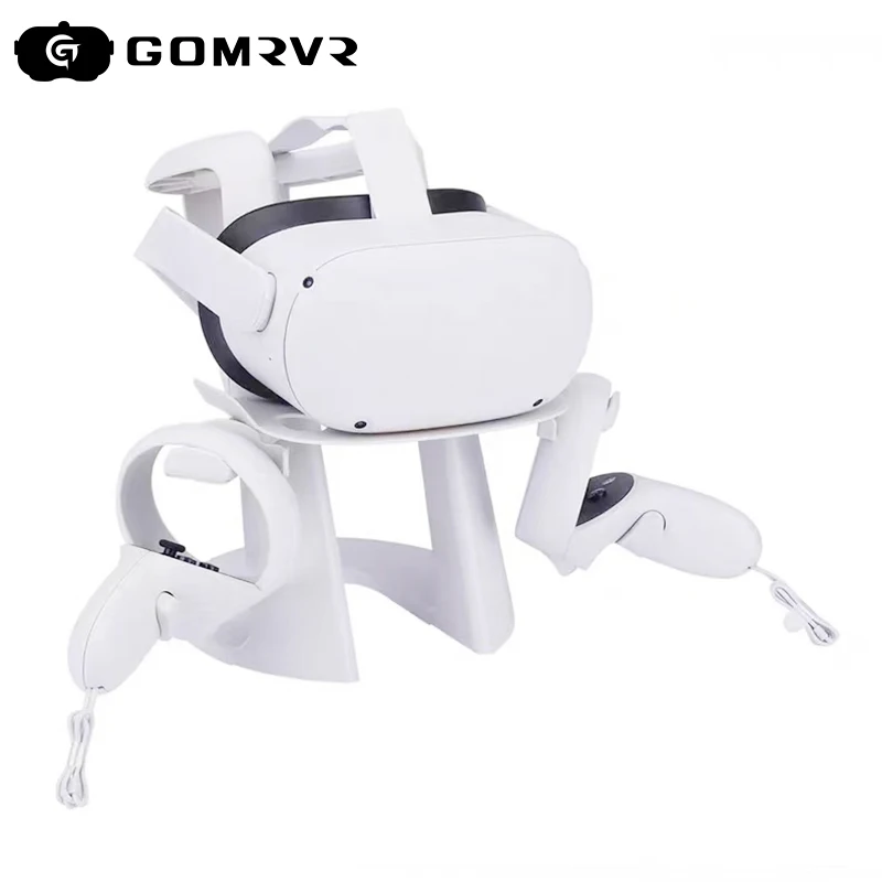 GOMRVR VR Headset and Touch Controllers Display Stand, Helmet & Handle Holder Mount Station for Oculus Quest 2 (White)