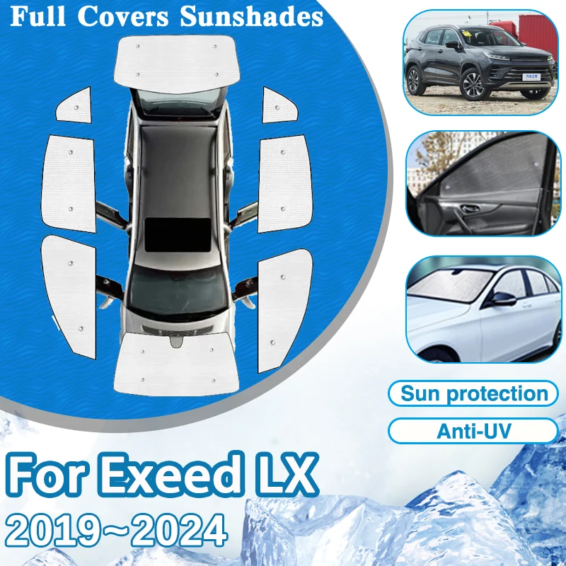 Car Cover Visor For Chery Exeed LX 2019 2020~2024 Windshield Window Anti-UV Sun Protection Sunshades Parasol Sticker Accessories