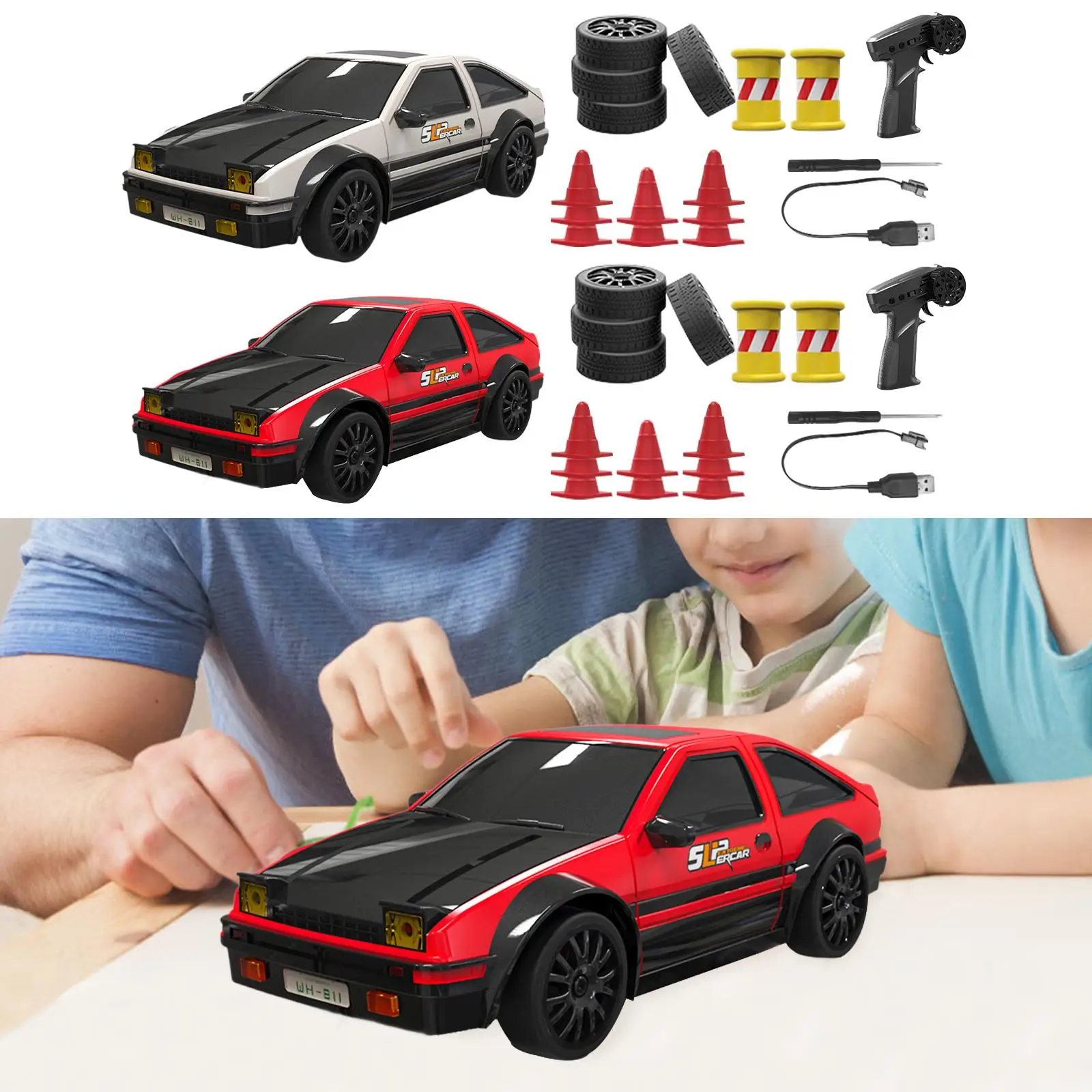 1/24 Scale Drift Model Car High Speed Model Vehicle for Age 6 7 8+ Children