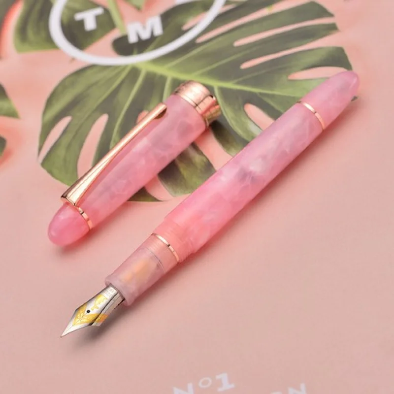 

A+ Kaigelu 356 Pink Resin Fountain Pen Iridum EF/F/M Nib Golden Clip Office Ink Pen