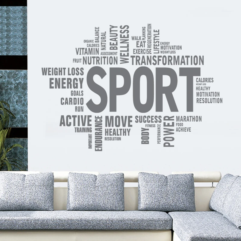 Fitness Wall Decal Gym Glass Sticker Body-building Posters Vinyl Mural 1100