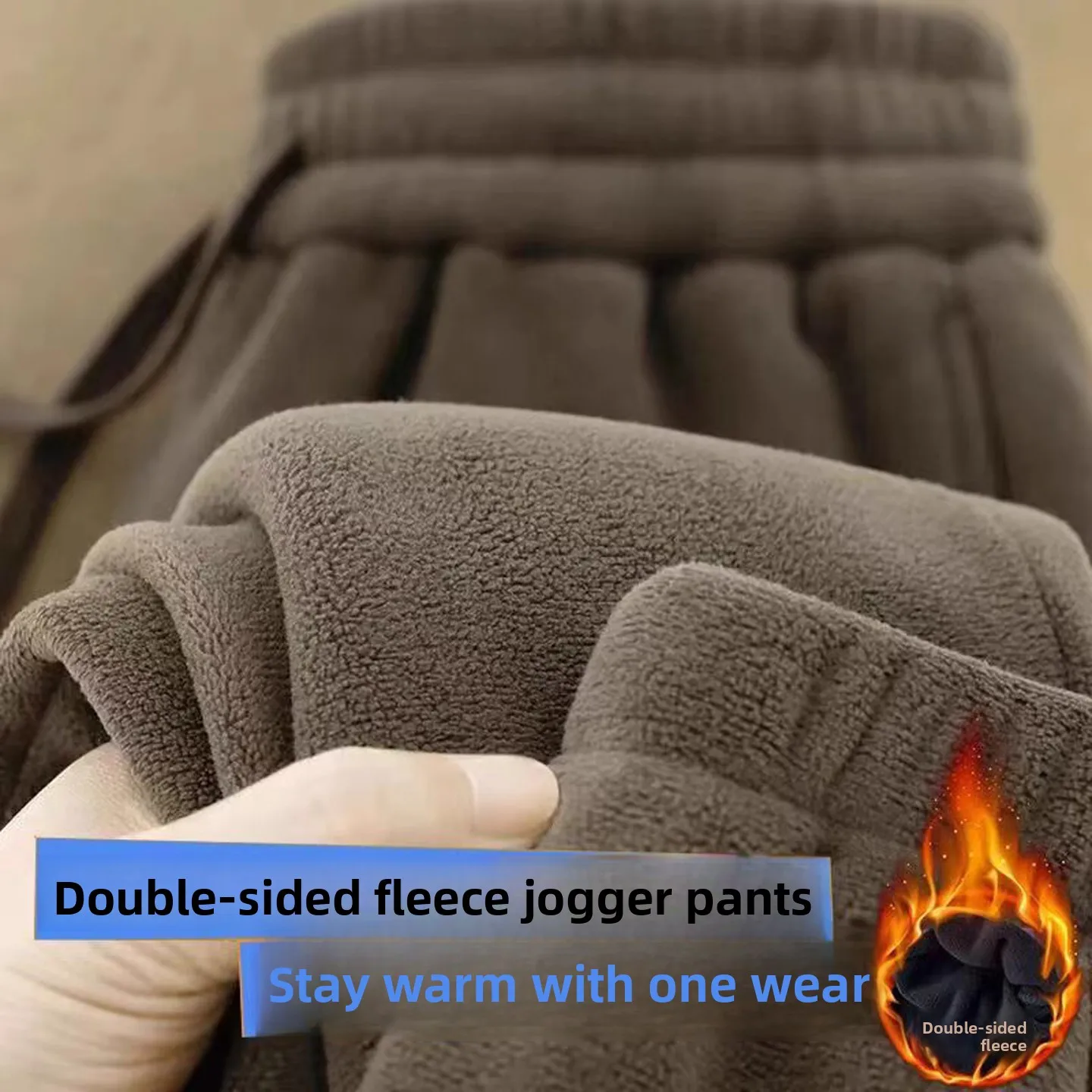 

Мужские утепленные спортивные брюки на флисовой подкладке, с высокой талией, прямого кроя, из высокоэластичного полиэстера, теплые, на эластичном шнуре