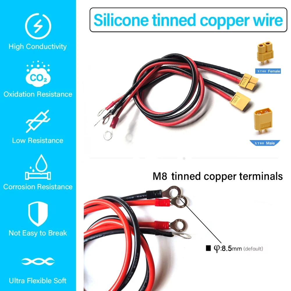 XT60 X90 auf M8 O-Ring-Ösen-Batterieanschluss-Stecker-Kabel 10/12AWG Ladeanschluss für RC Lipo-Akku FPV Racing – Detail 10