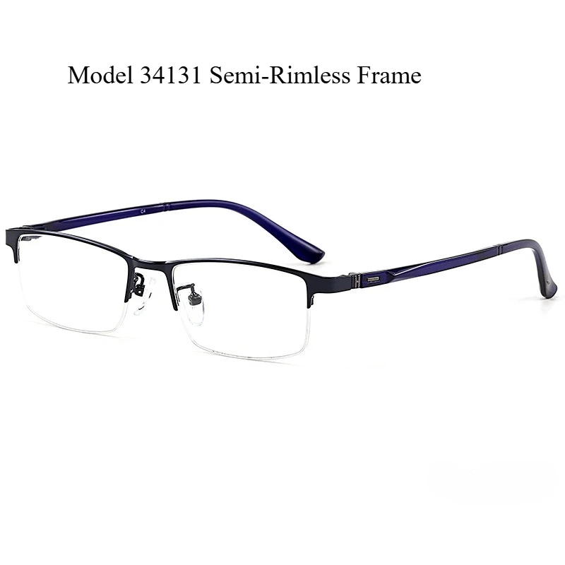 

SHINU Custom Single Vision Eyeglasses Men's Semi-Rimless Square Frame Metal Frame TR90 Arms Prescription Glasses for Men