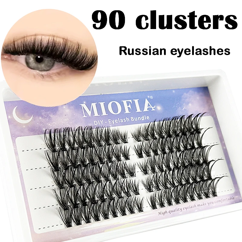

1 Box/90 Bunches Comic Eyelash 30 40 60 80D Natural 3D Russian DIY Eyelashes Clusters，Thick Fluffy Eyelash Extensions Makeup