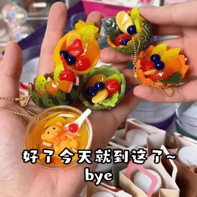 

J.DREAM Japan Candy Gashapon Figure Anime Cute Miniature Canned Fruit Platter Model Keychain Kawaii Capsule Toys Doll Decor Gift