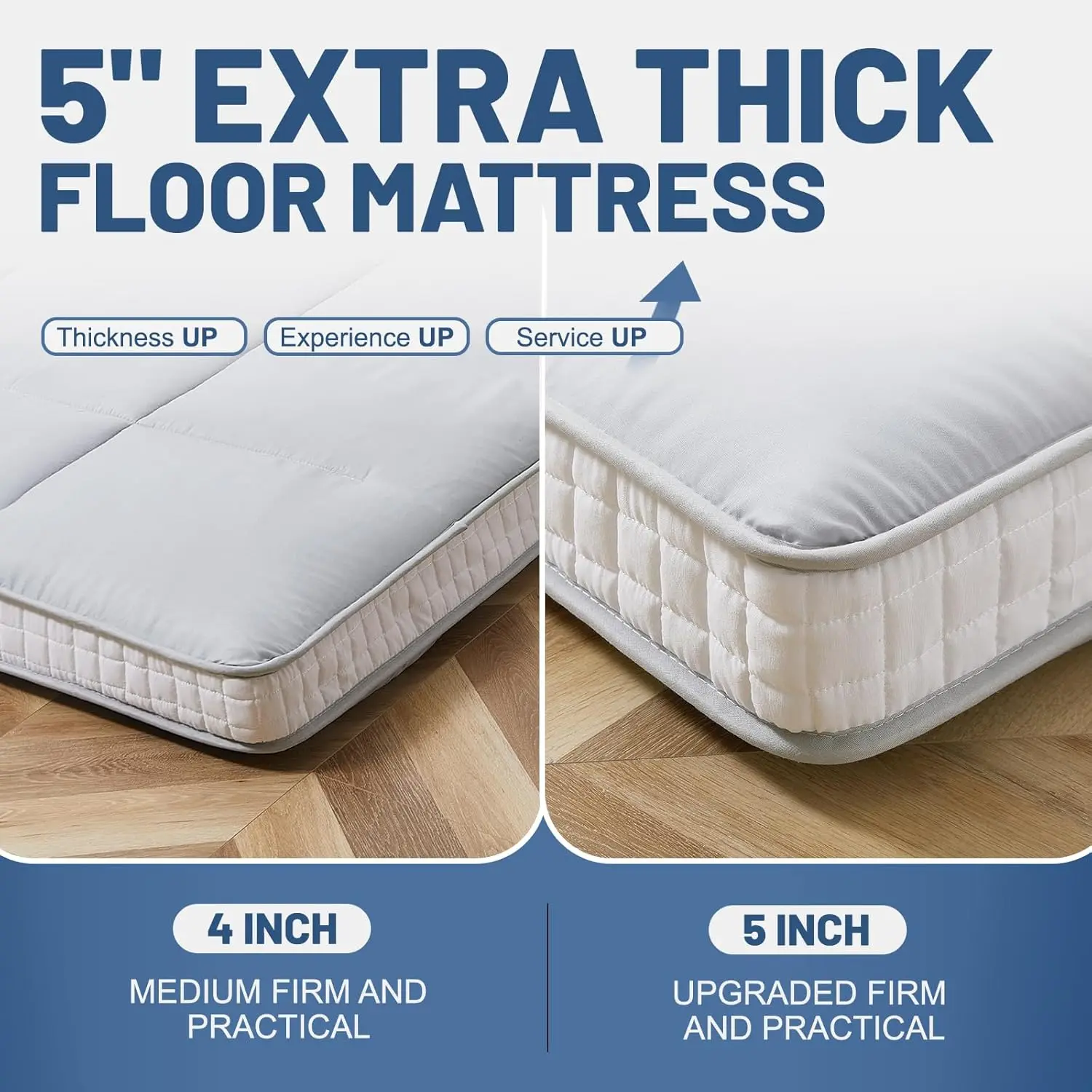 Floor Mattress, Queen Size Thick Japanese Futon Mattress Foldable Mattress, Roll Up Mattress Tatami Mat