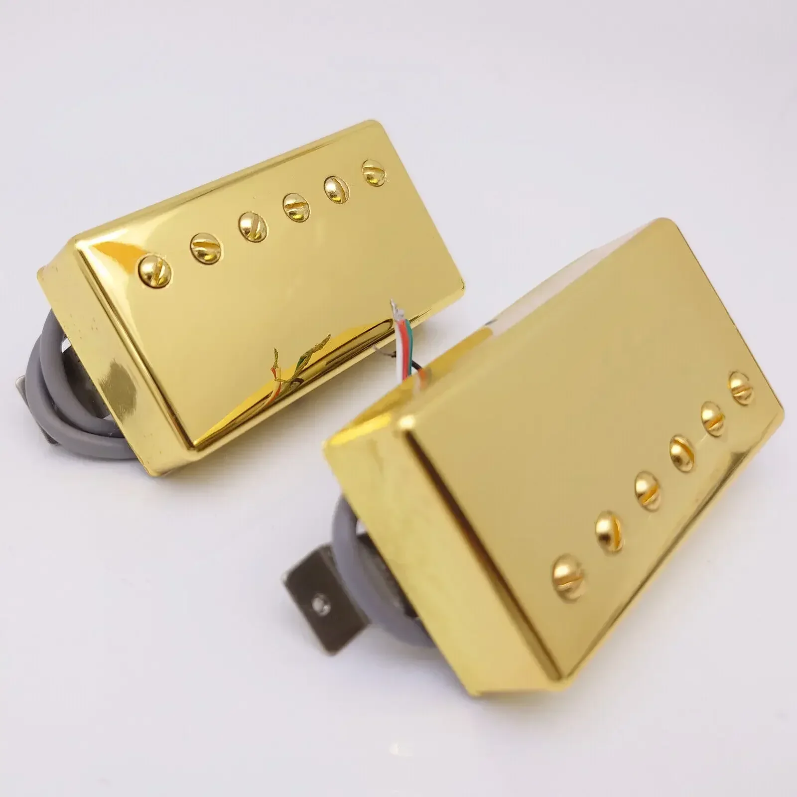 Alnico V Classic 57 Guitar Humbucker Pickup Gold with 4C Wiring Harness for LP Electric Guitar Replacement Parts