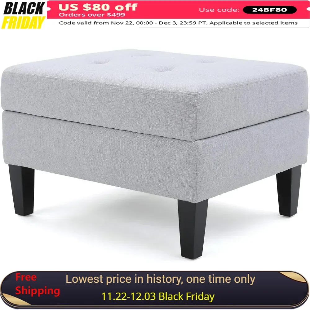 

Fabric Storage Ottoman, Light Grey,furniture,stool Chair