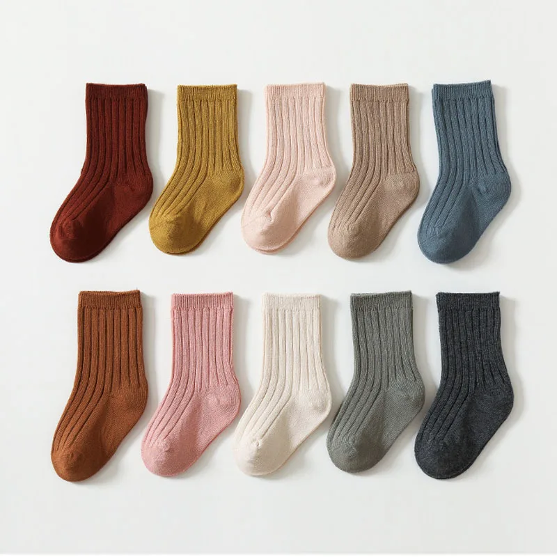 Baby Socks Cotton Kids Socks 2024 Autumn Winter Children\'s Socks Solid Color Striped Toddler Infant Sock for Boys Girls Socks