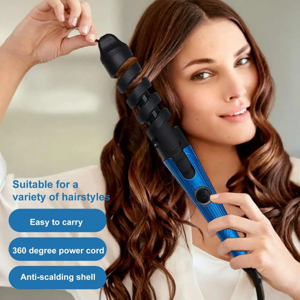 Electric Curling Iron Frizz-Free Fast Heating Hair Curler Automatic Egg Roll Wavy Hair Curling Wand Hair Styling Tool (US Plug)