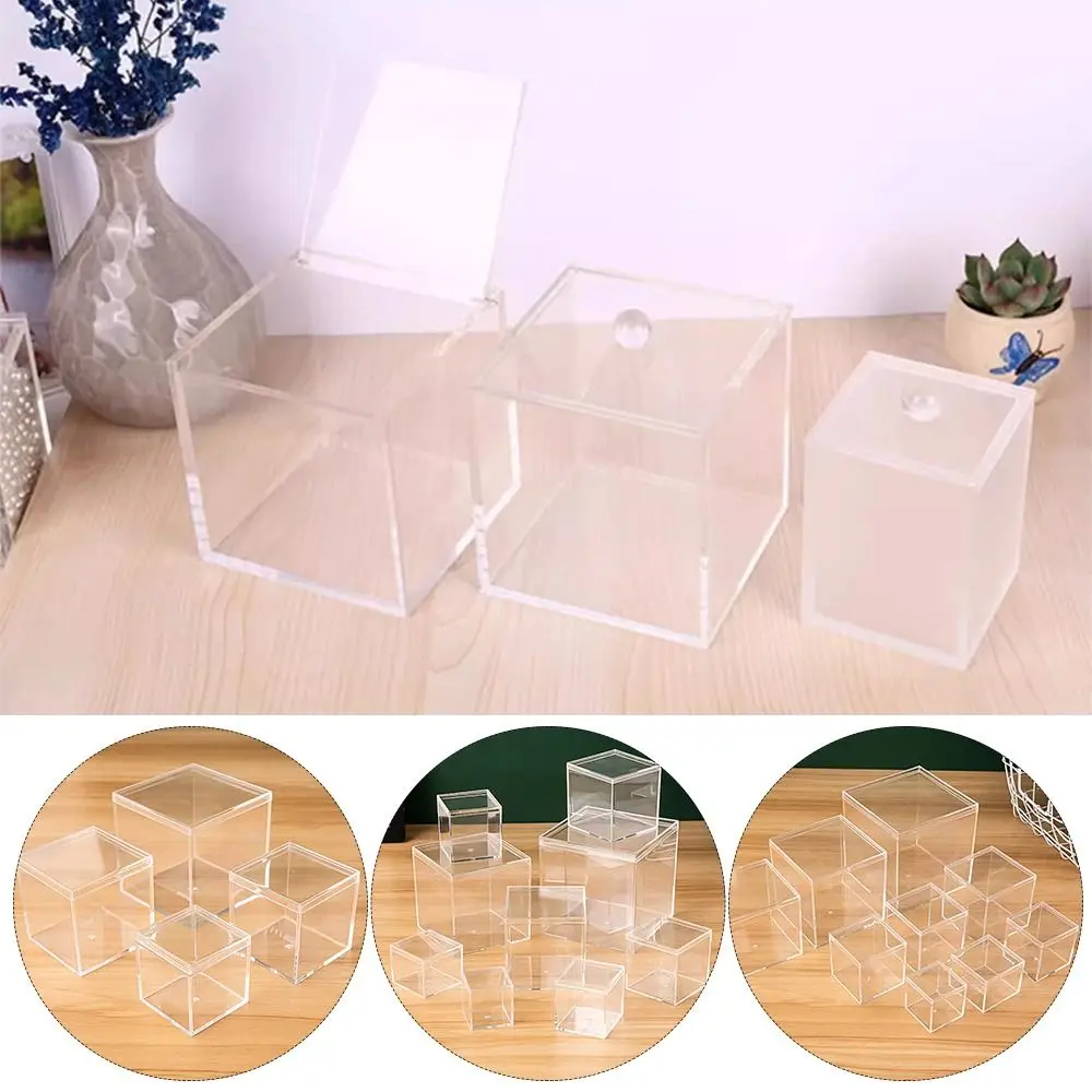 New Multi Size Storage Box Flip Cover Acrylic Plastic Box Protection Showcase Handmade Anime Model Display Anime Model