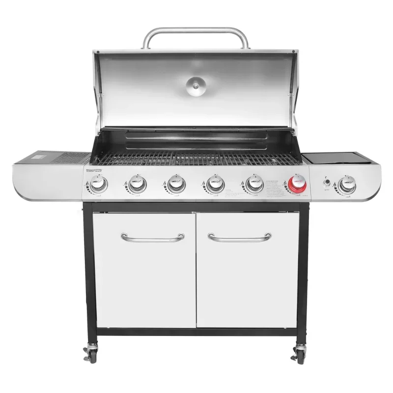 Classic 6-Burner 71000-BTU LP Gas Grill with Sear Burner and Side Burner, Stainless Steel