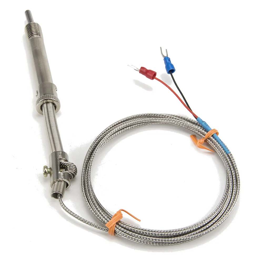 FTARS01 Tipe K 2 M Kabel Dikepang M12 Tekanan Musim Semi 70 Mm Panjang Lengan Sensor Suhu Termokopel Wrnt Wret