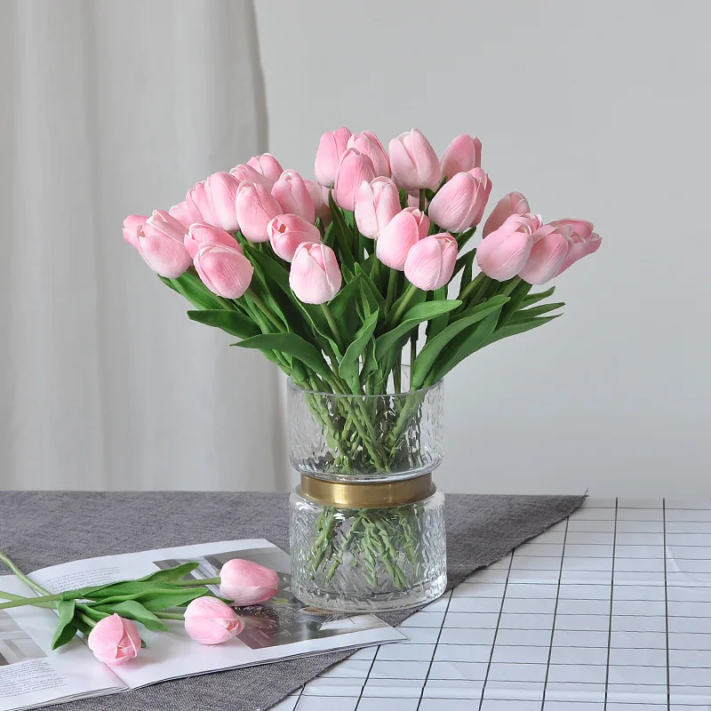 1Pc Artificial Tulip Flower Bouquet Fake Flowers Simulation Flowers Home Garden Decoration Party Wedding Photography Props