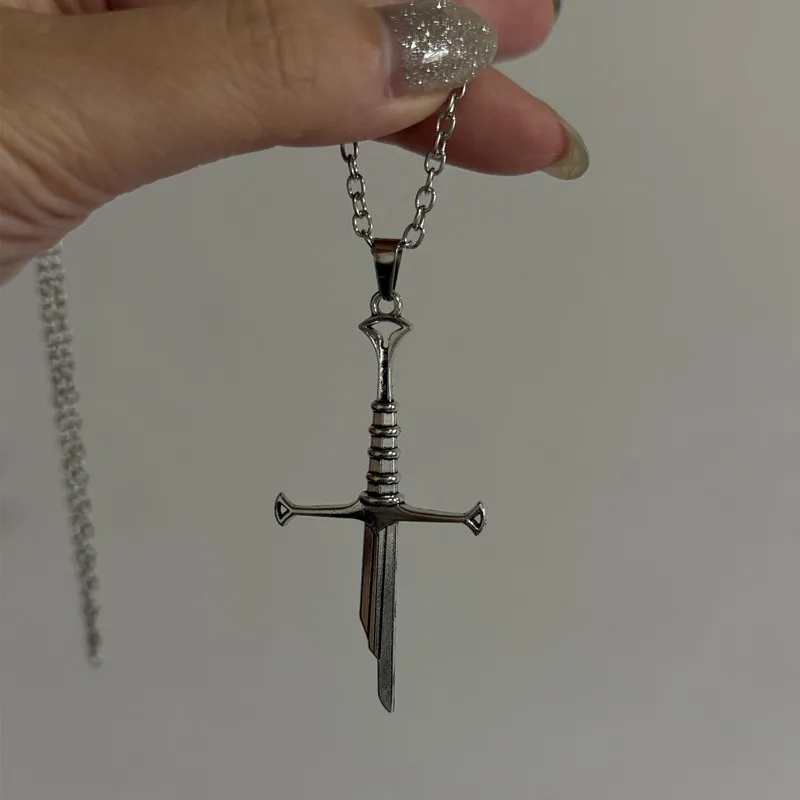 New Broken Sword Broken Sword Necklace Metal Retro Style Punk Sword Pendant Necklace Punk Sword Necklace Man