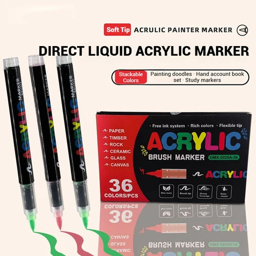 Imagen 2 del producto Bolígrafos de pintura acrílica completos de 12-60 tonos, sistema de tinta directa, punta suave para artistas, manualidades, proyectos de bricolaje, suministros de técnicas de acuarela