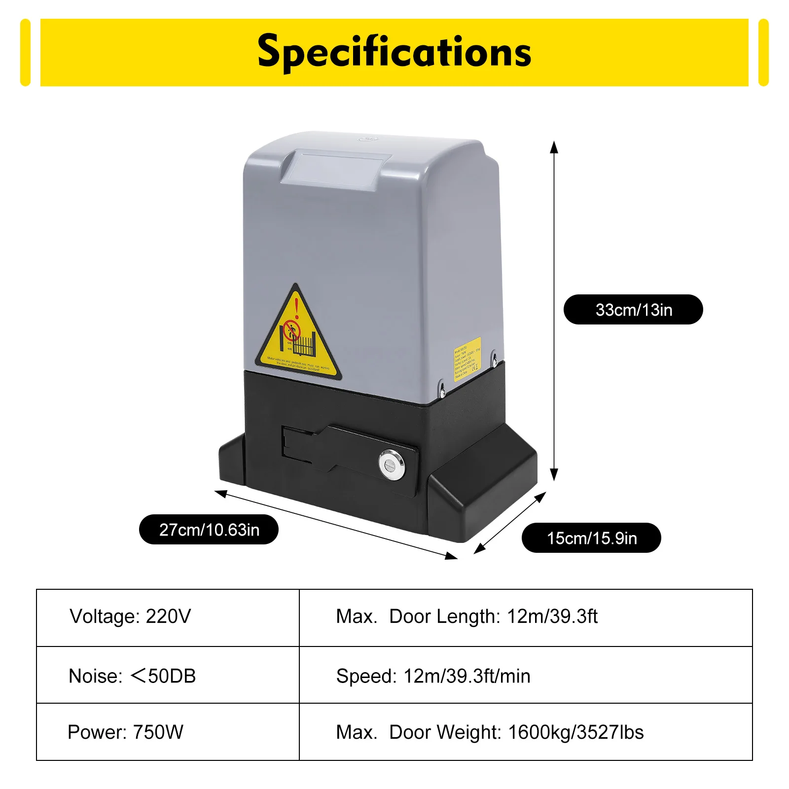 Ouvre-porte électrique coulissant 750W, moteur automatique, kit de sécurité pour allée