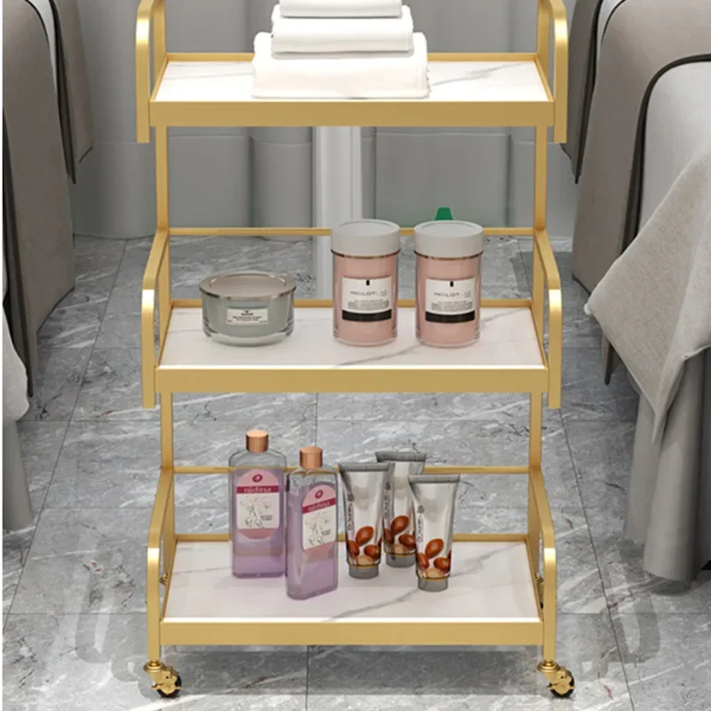 Organizational Luxury Salon Cart on Wheels Tattoo Instrument Shelves Foot Bath and Barbershop Support Trolley
