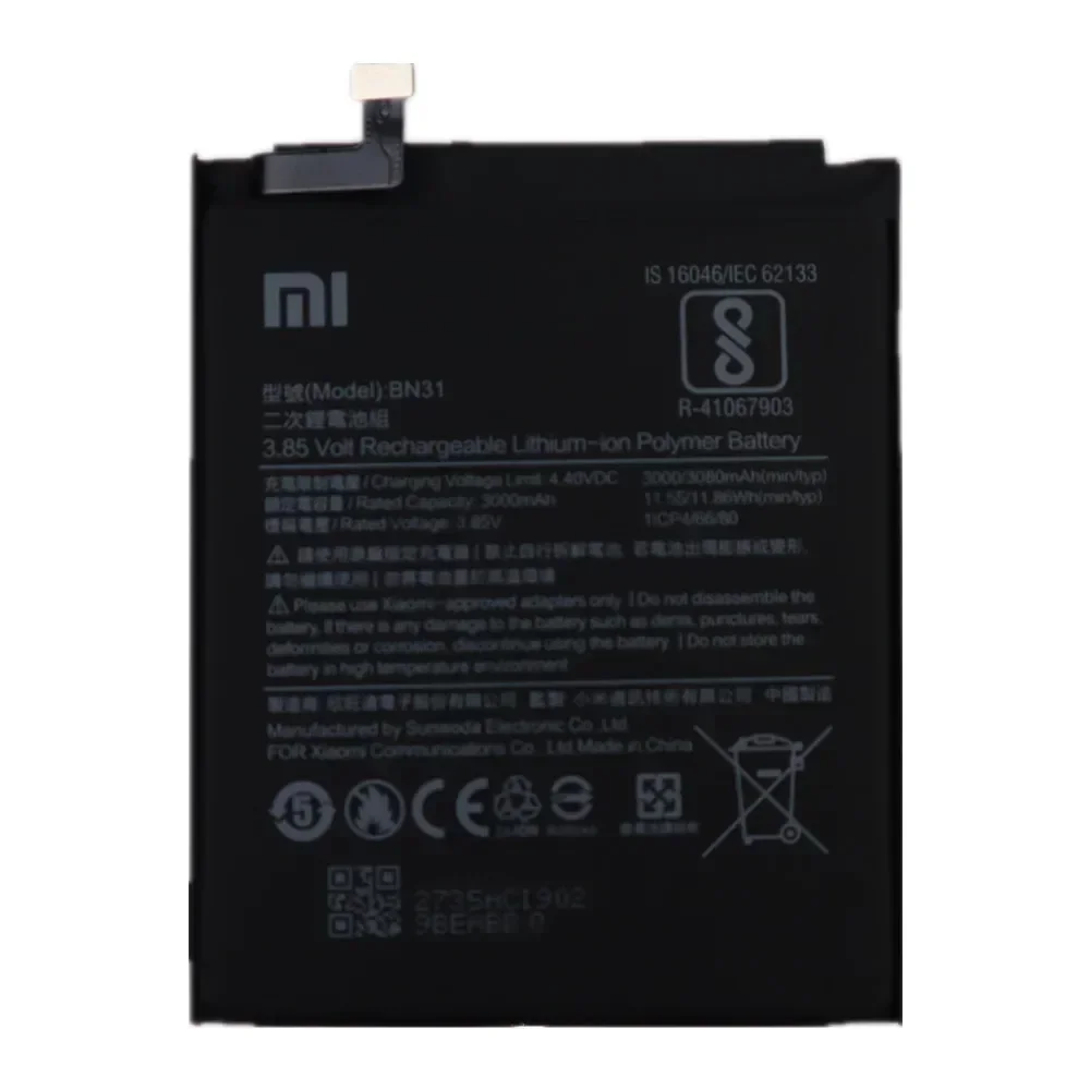 2025 Years 100% Xiao mi Original Battery BN31 For Xiaomi Mi 5X Mi5X Redmi Note 5A / Note 5A pro Mi A1 Y1 Lite S2 3000mAh Battery