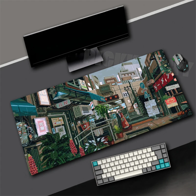 

Large Gaming Mouse Pad Neon Pixel Keyboard Mat Carpet HD Print Mousepad Computer Non-Slip Rubber Big Desk Mat 900x400mm