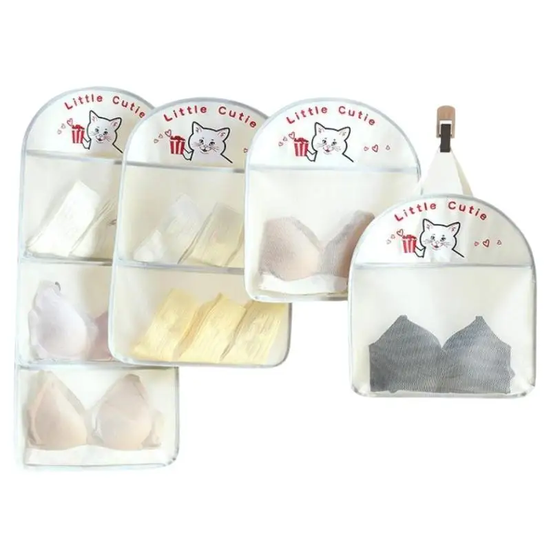 Bolsa de malha de armazenamento de grande capacidade de 2/3 camadas, bolsa de armazenamento de meias, organizador de guarda-roupa respirável com cabide de roupas