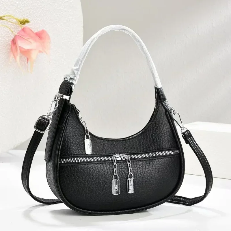 

Luxury Grained Leather Bag Women Unique Vintage Crescent 2025New Crossbody Purse High-End Fashionable Commuter Shoulder Bag