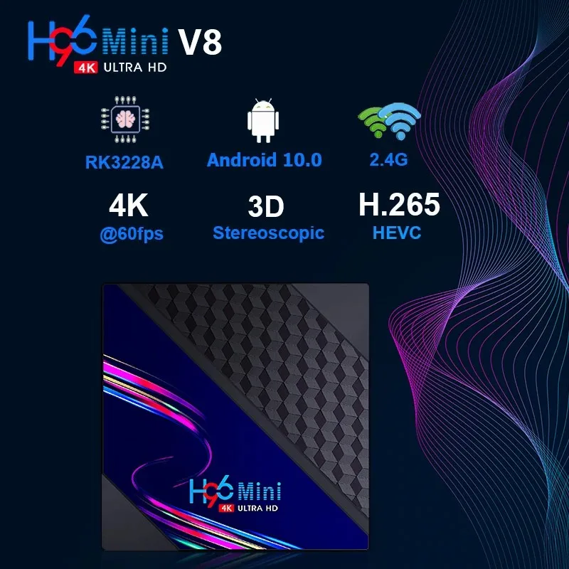 H96 미니 V8 스마트 TV 박스 2.4G&5.8G 와이파이 RK3228 4K 60fps 미디어 플레이어 1080p 3D HDR10+ H96MINI 셋톱 박스 OTT 안드로이드 10 TV 박스